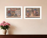 Set Of Two Sweet Land of Liberty 2 White Framed Print Wall Art