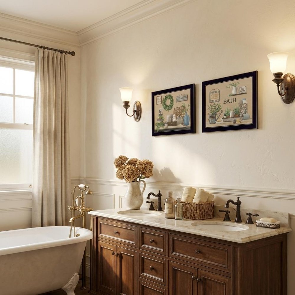Set Of Two Bath Time 3 Black Framed Print Bathroom Wall Art