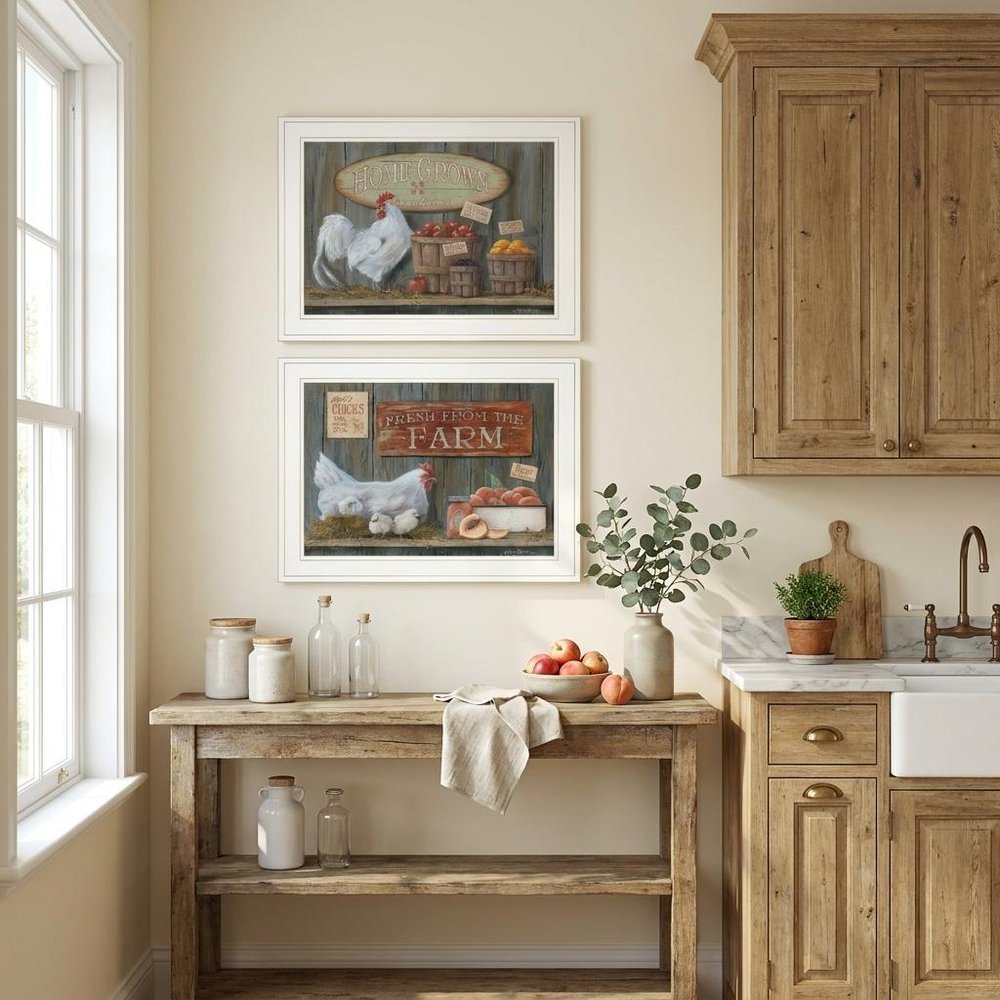 Set Of Two Home Grown 1 White Framed Print Wall Art