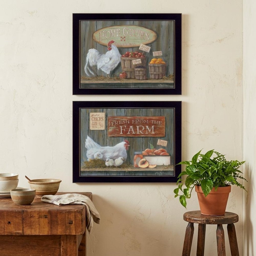 Set Of Two Home Grown 3 Black Framed Print Wall Art