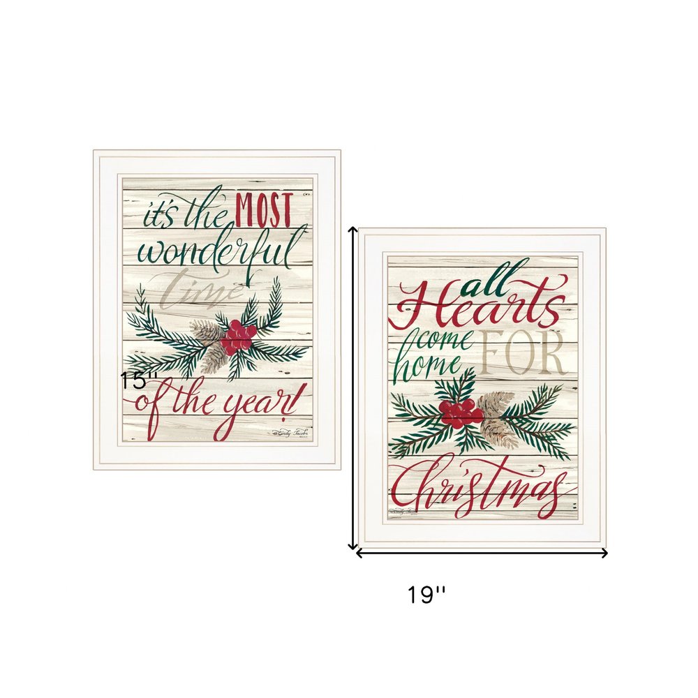 Set Of Two All Heart Come Home for Christmas 1 White Framed Print Wall Art