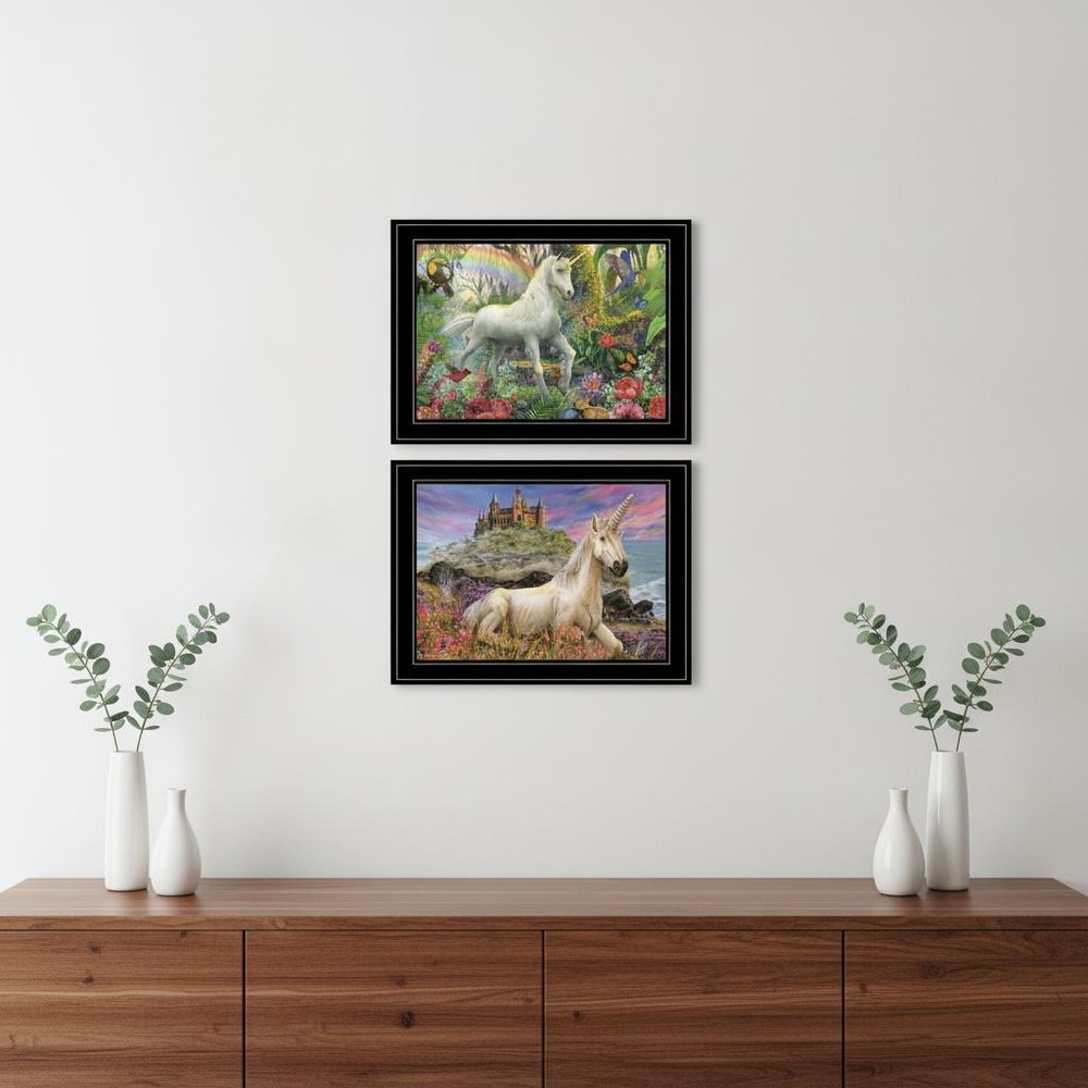 Set Of Two Unicorns For You 2 Black Framed Print Wall Art