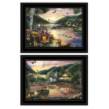 Set Of Two Lakefront Camping 2 Black Framed Wall Art