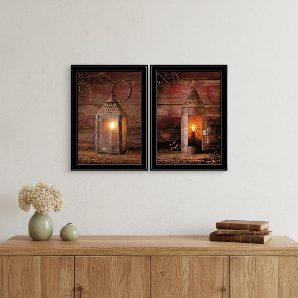 Set Of Two Innkeepers Lantern 2 Black Framed Print Wall Art