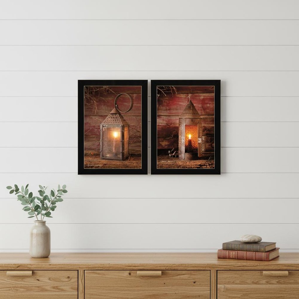 Set Of Two Innkeepers Lantern 3 Black Framed Print Wall Art