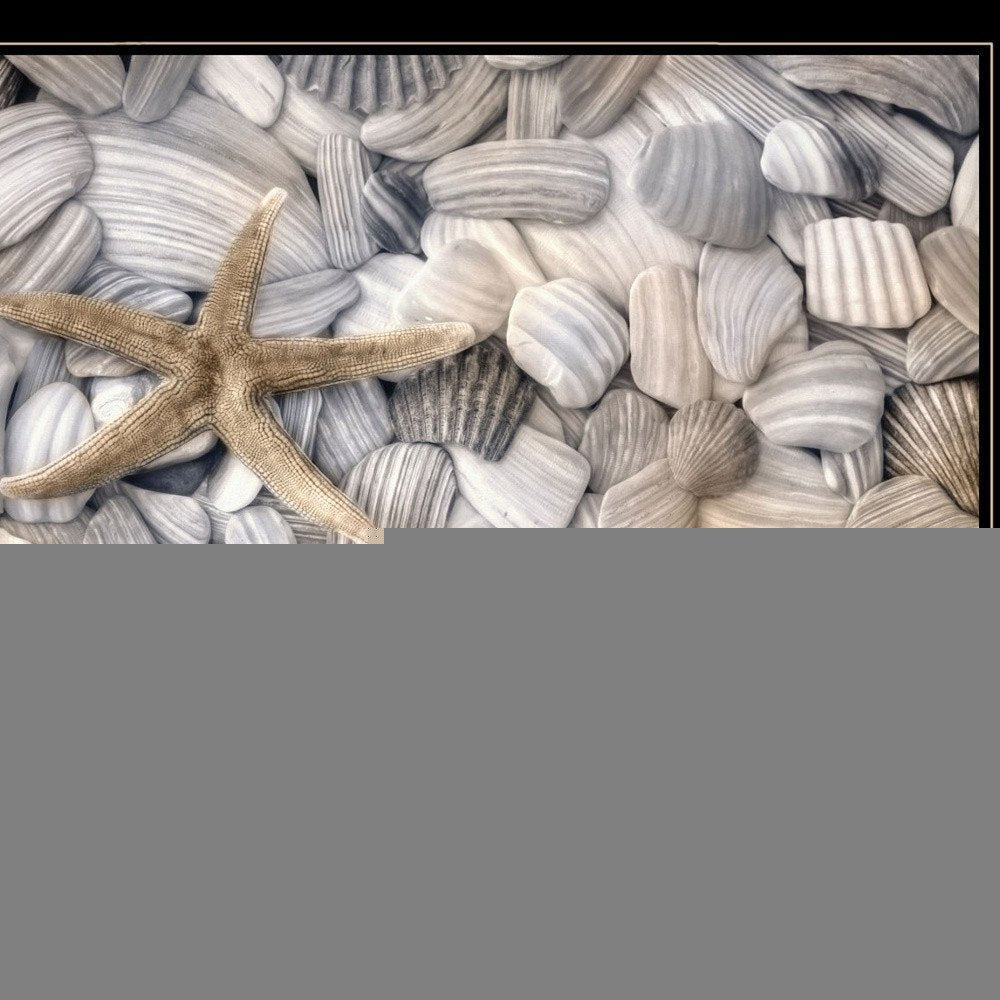 Set Of Two Cape Hatteras Lighthouse and Sea Shells 4 Black Framed Print Wall Art