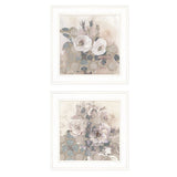 Set Of Two Transitional Blooms 1 White Framed Print Wall Art
