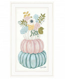 Floral Pumpkins White Framed Print Wall Art