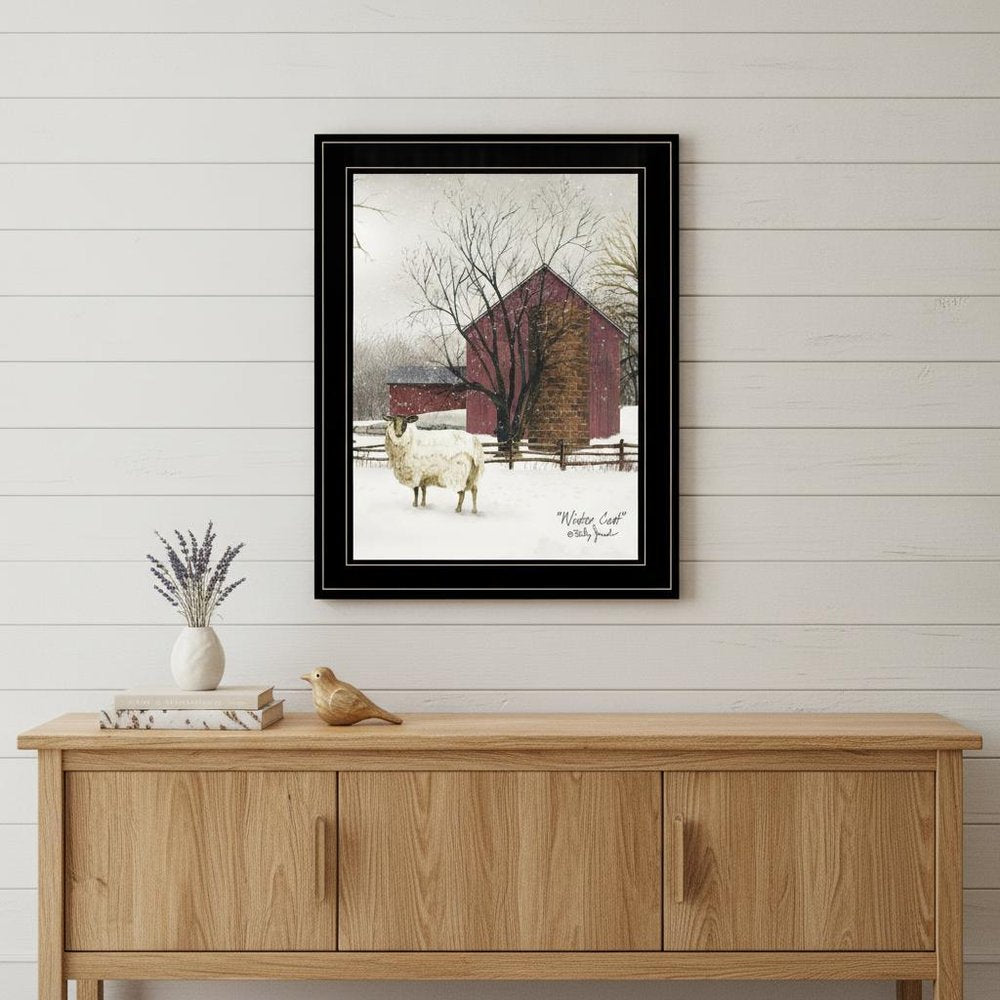 Winter Coat 2 Black Framed Print Wall Art