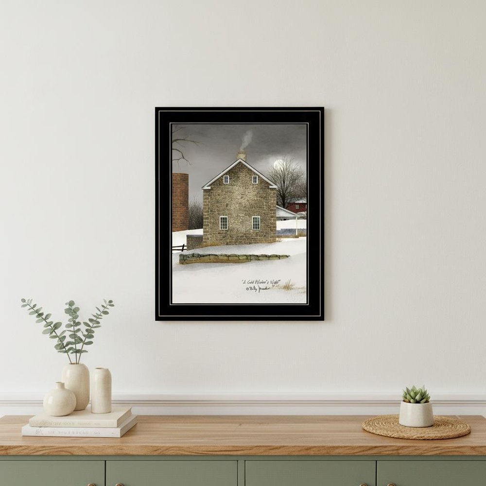 Cold Winters Night 2 Black Framed Print Wall Art