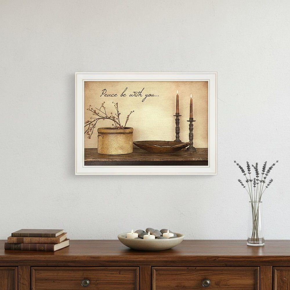 Peace Be with You 4 White Framed Print Wall Art