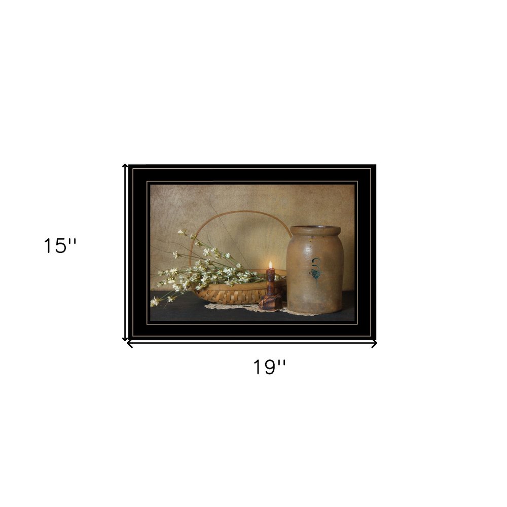Basket of Flowers 2 Black Framed Print Wall Art