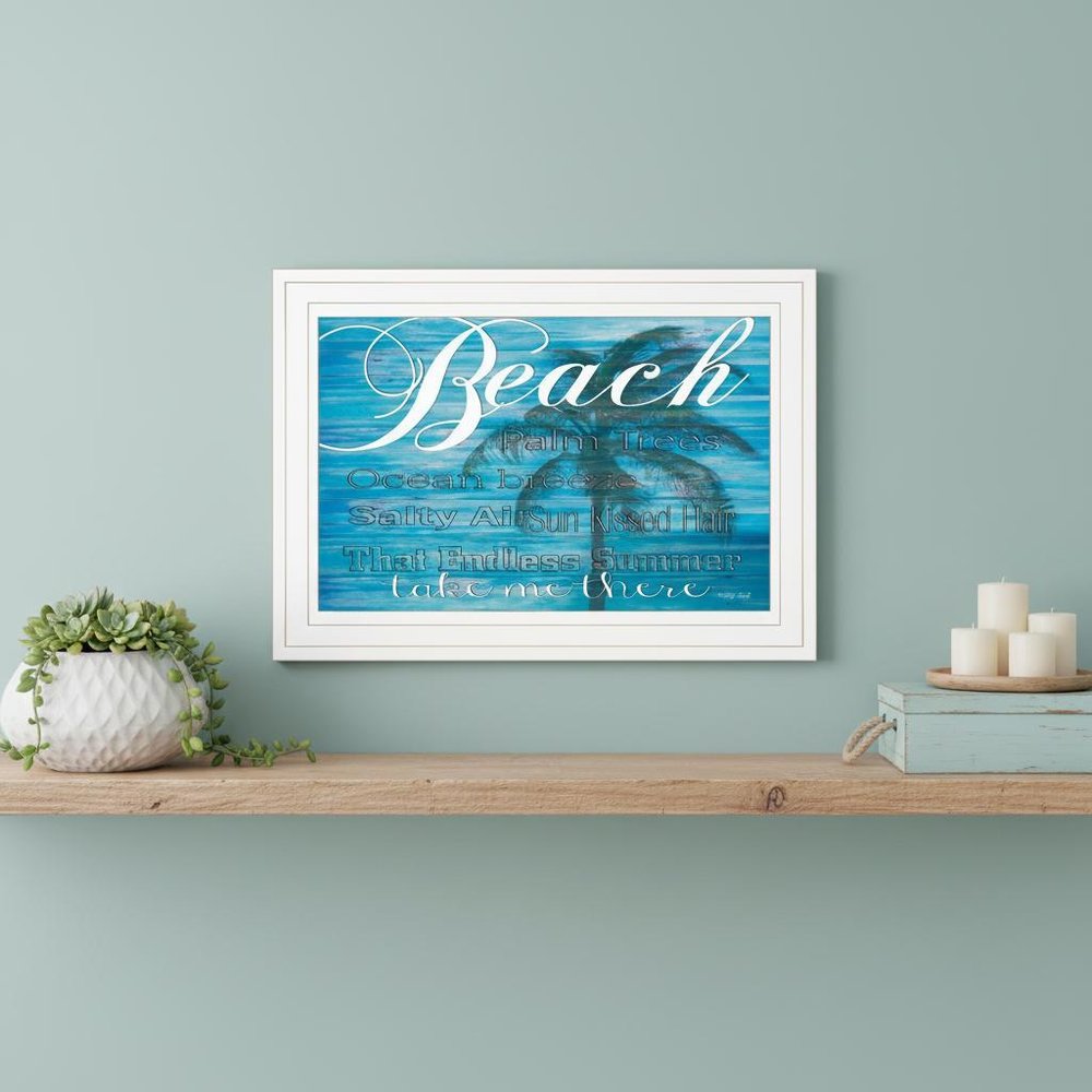 Take Me There Beach White Framed Print Wall Art