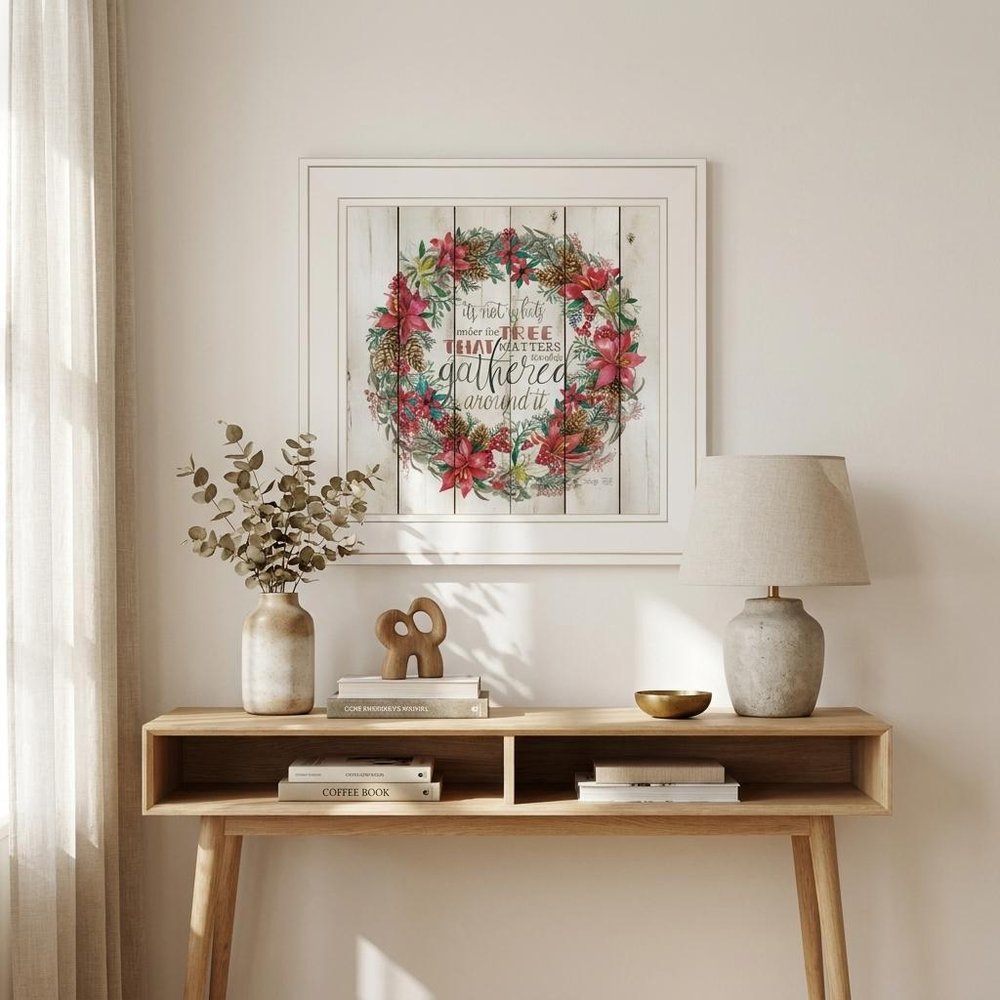 Gathered Around the Tree 1 White Framed Print Wall Art
