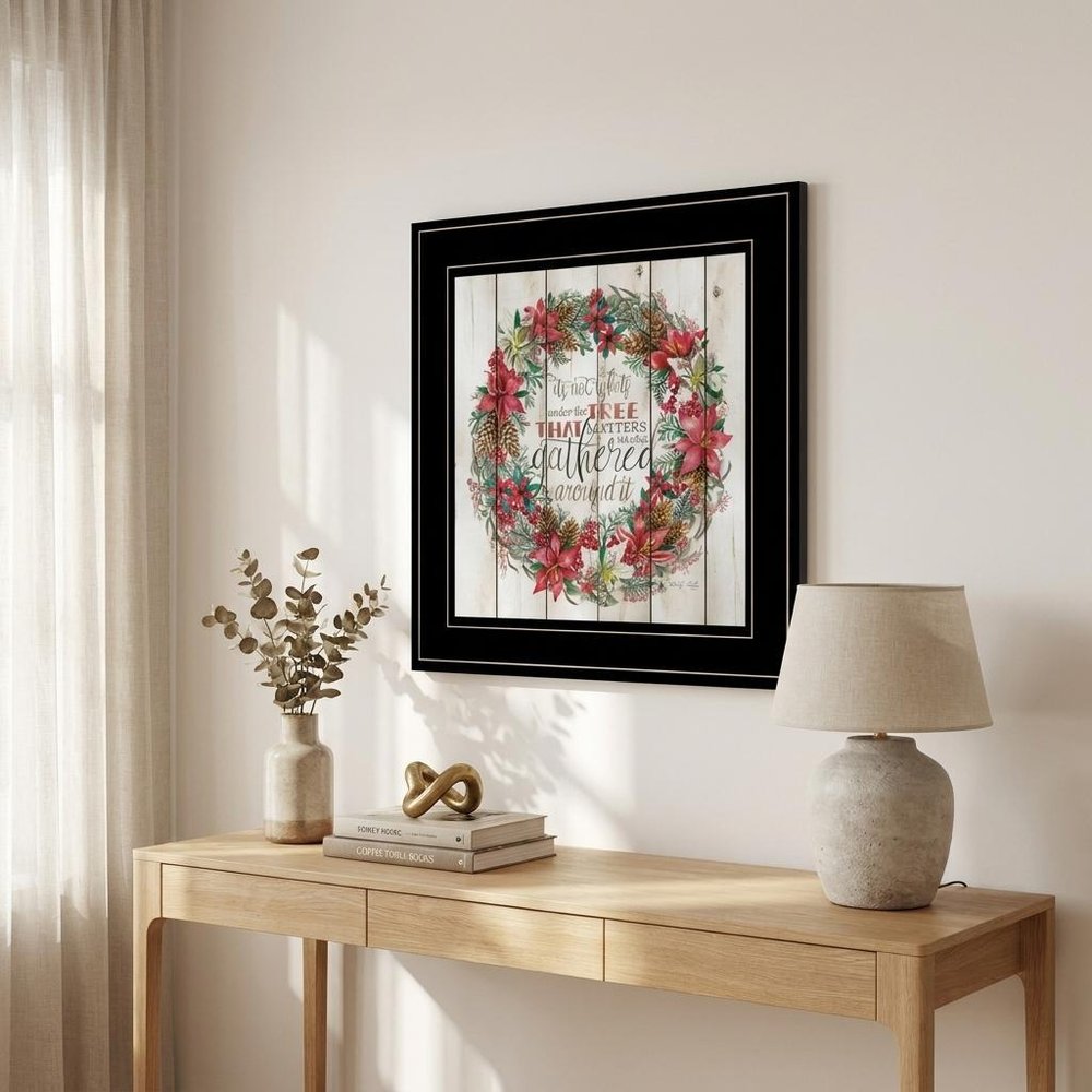 Gathered Around the Tree 2 Black Framed Print Wall Art