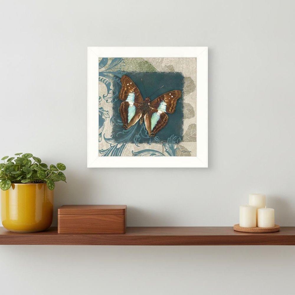 Swirl Butterfly White Framed Print Wall Art