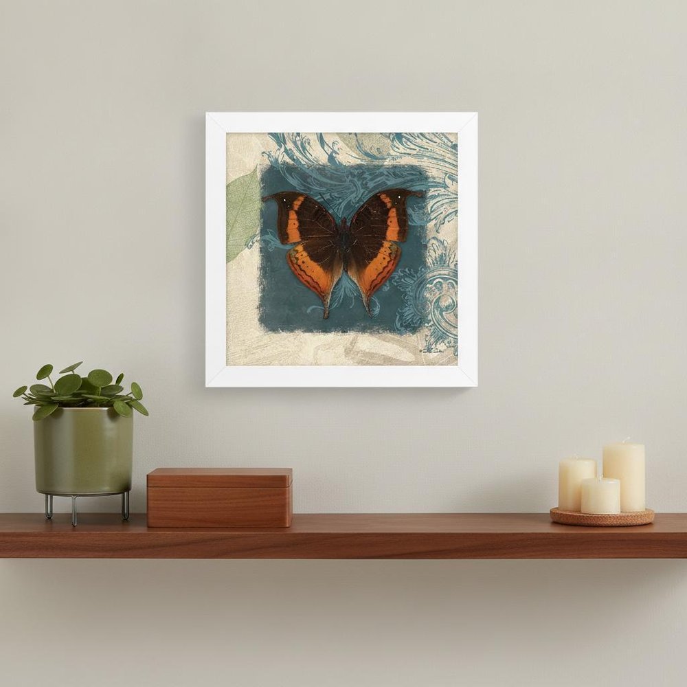 Swirl Butterfly II White Framed Print Wall Art