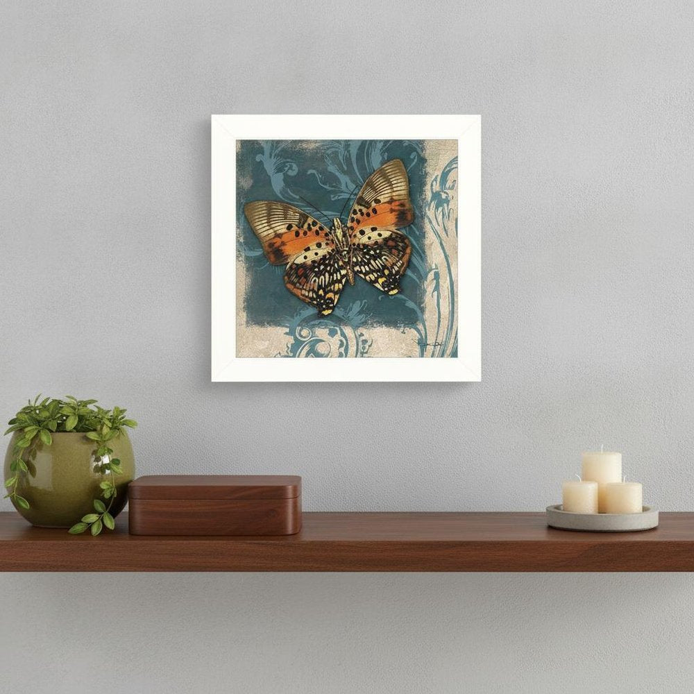 Swirl Butterfly III White Framed Print Wall Art