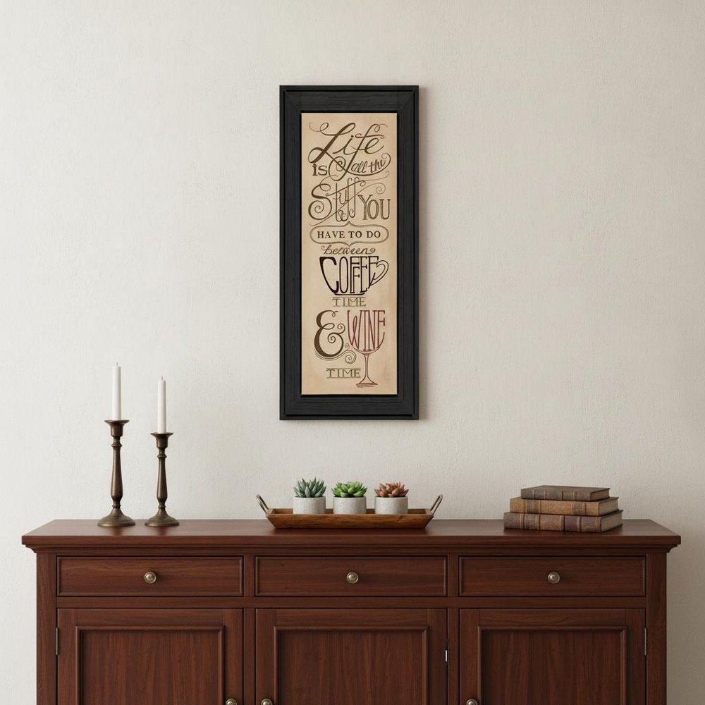 Coffee and Wine Time Black Framed Print Wall Art