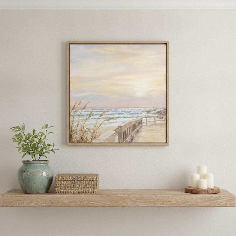 Ponce Inlet Jetty Sunrise 1 White Framed Print Wall Art