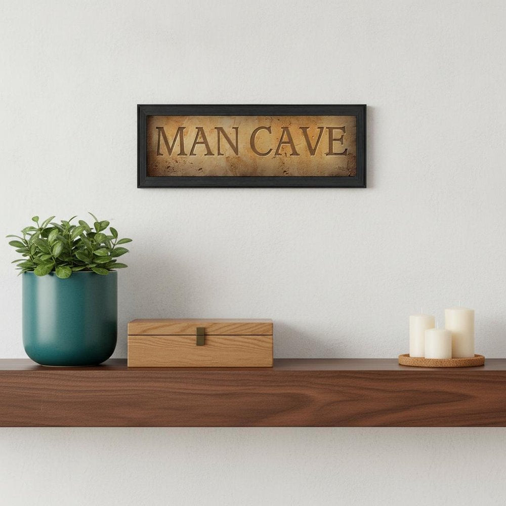 9" x 21" Man Cave Black Framed Print Wall Art