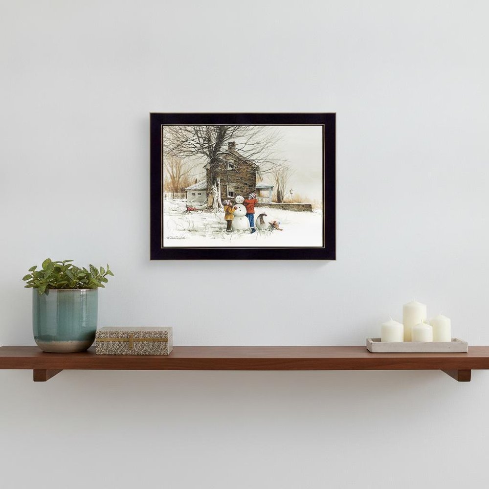 The Joy of Snow 3 Black Framed Print Wall Art
