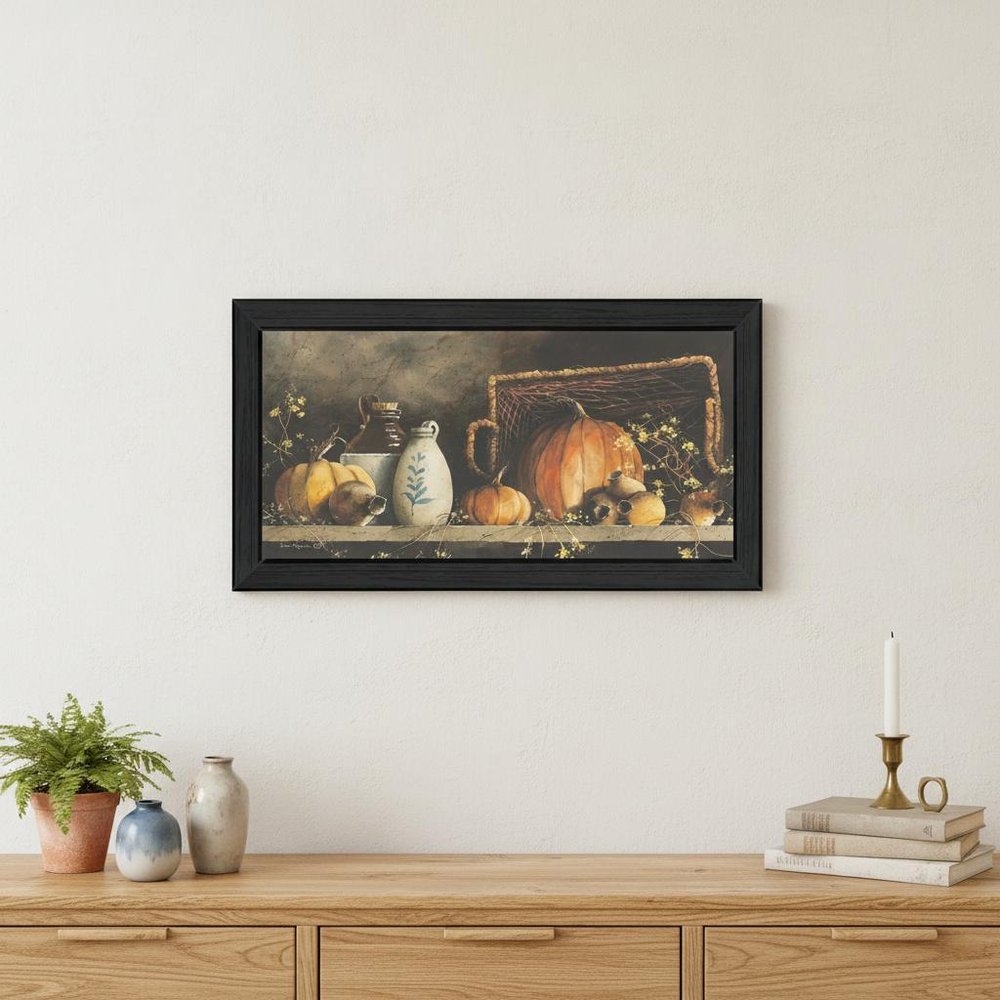Pumpkin and Pods Black Framed Print Kitchen Wall Art