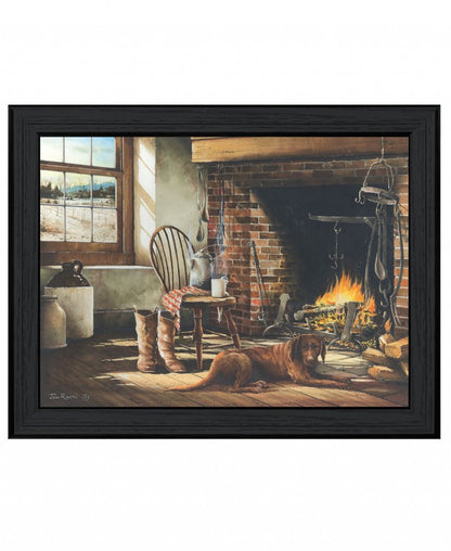 His Morning Coffee 1 Black Framed Print Wall Art