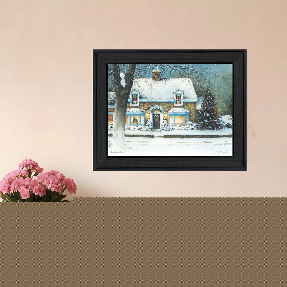 Snow Softly Falling 1 Black Framed Print Wall Art