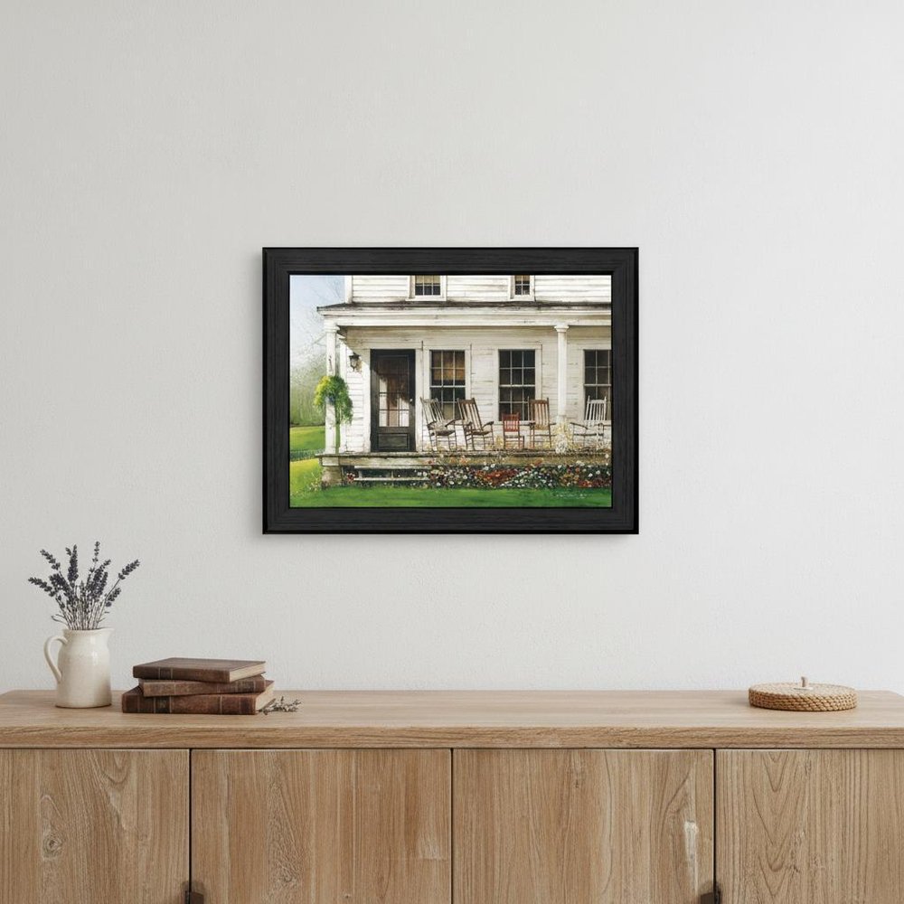 Back Porch Gathering 1 Black Framed Print Wall Art
