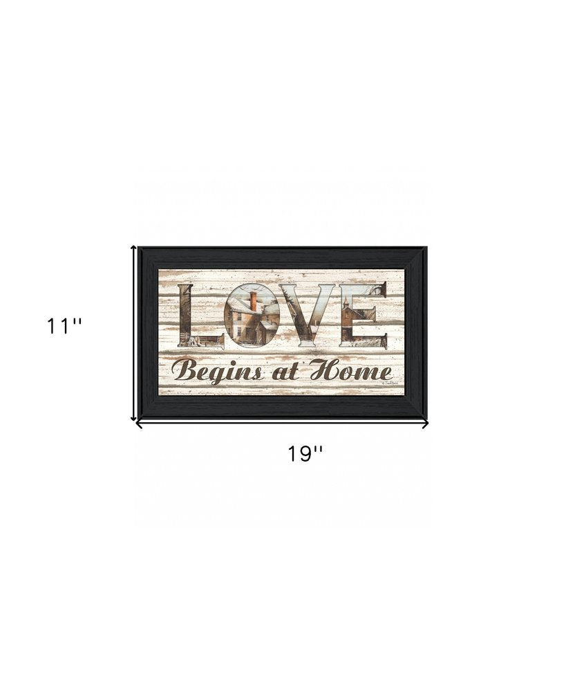 Love Begins at Home 2 Black Framed Print Wall Art