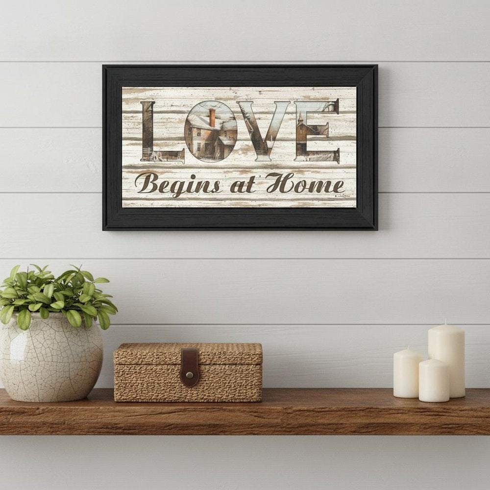 Love Begins at Home 2 Black Framed Print Wall Art