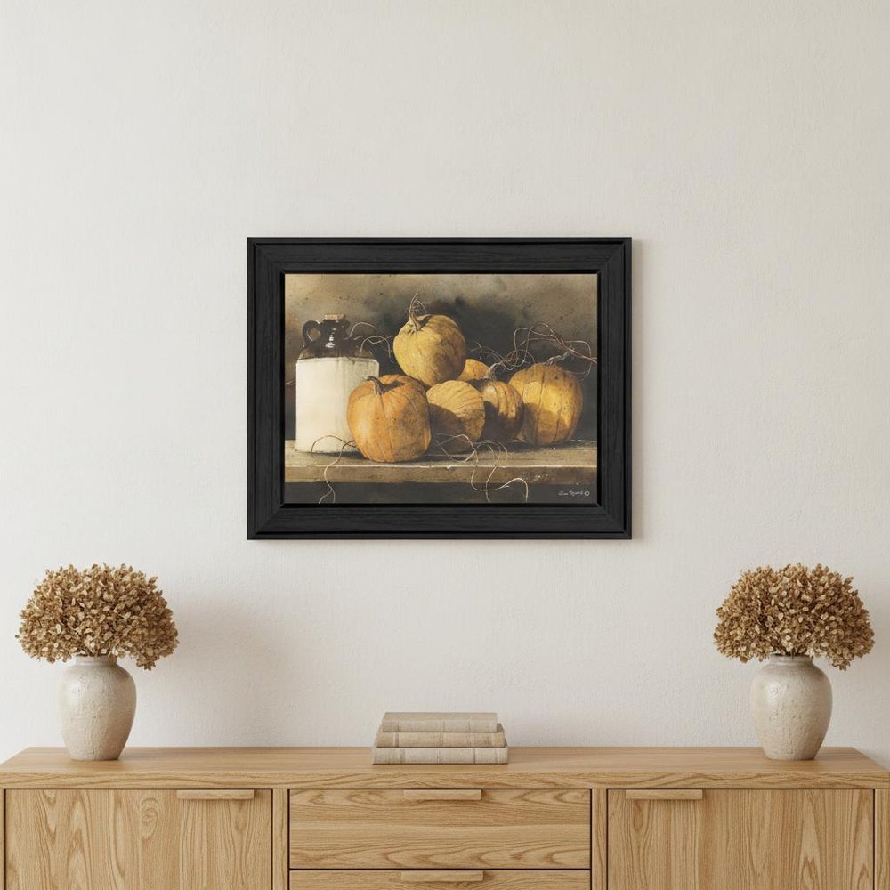 Jugs and Pumpkins 1 Black Framed Print Wall Art