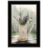 Lavender Watering Can 1 Black Framed Print Wall Art