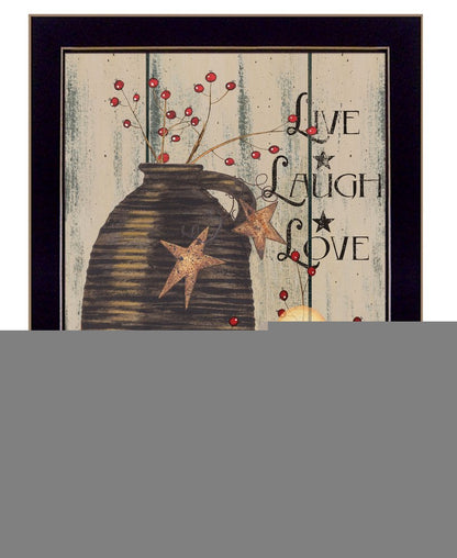 Live Laugh and Love 1 Black Framed Print Wall Art