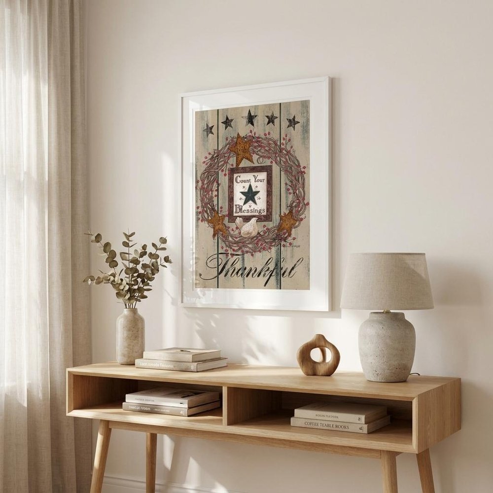Count your Blessings 1 White Framed Print Wall Art