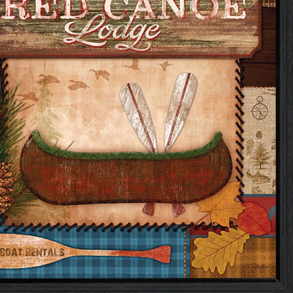 Red Canoe Lodge 2 Black Framed Print Wall Art