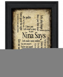 Nina Says 2 Black Framed Print Wall Art
