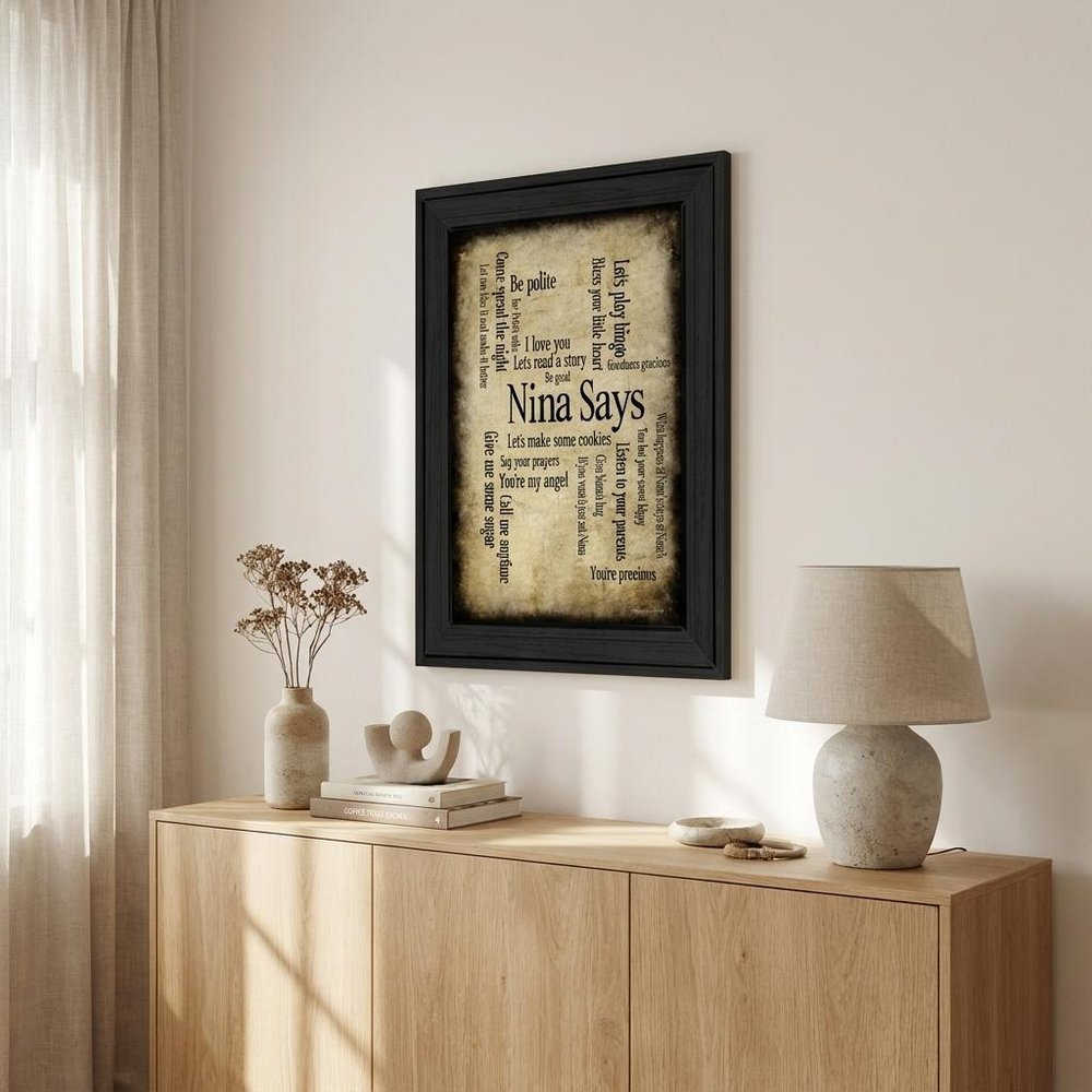 Nina Says 3 Black Framed Print Wall Art