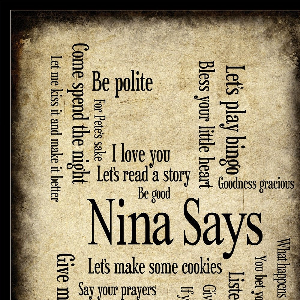 Nina Says 3 Black Framed Print Wall Art