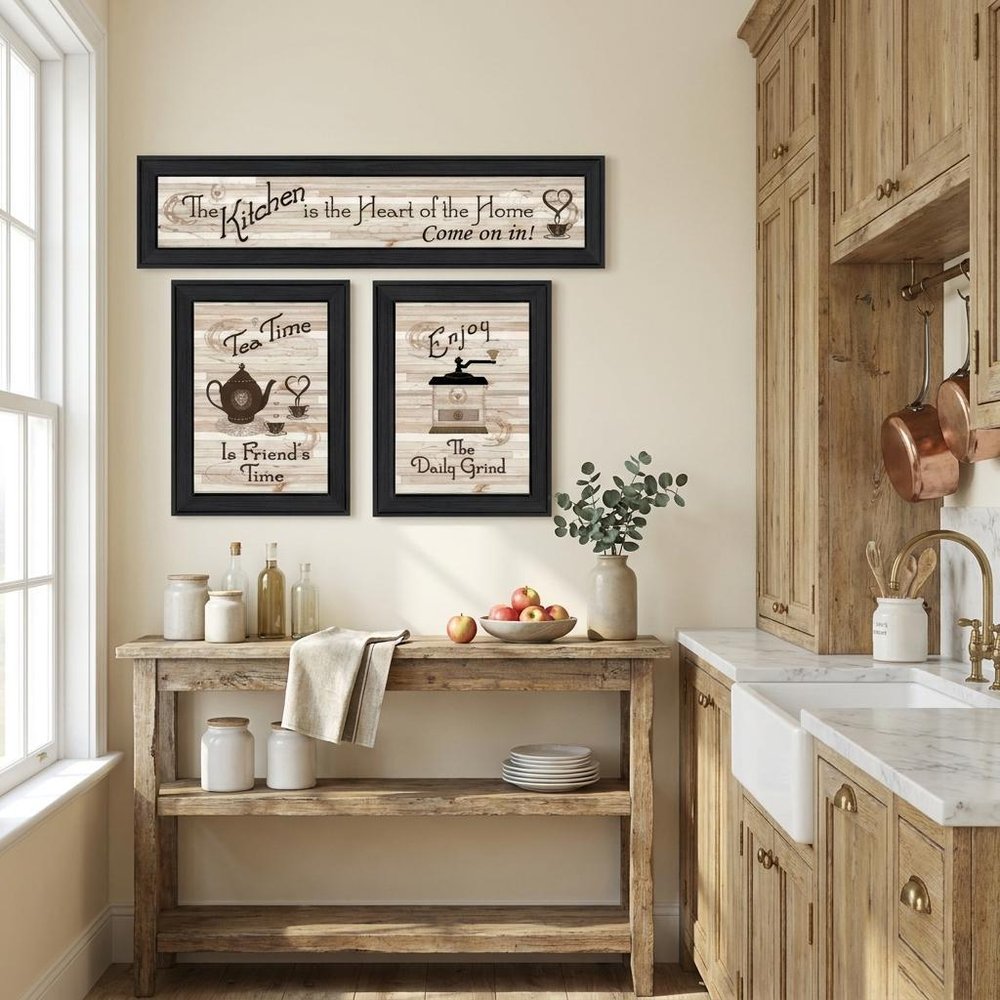 Set Of Three Kitchen Black Framed Prints Kitchen Wall Art