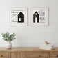Set Of Two House or Blessing White Framed Print Wall Art