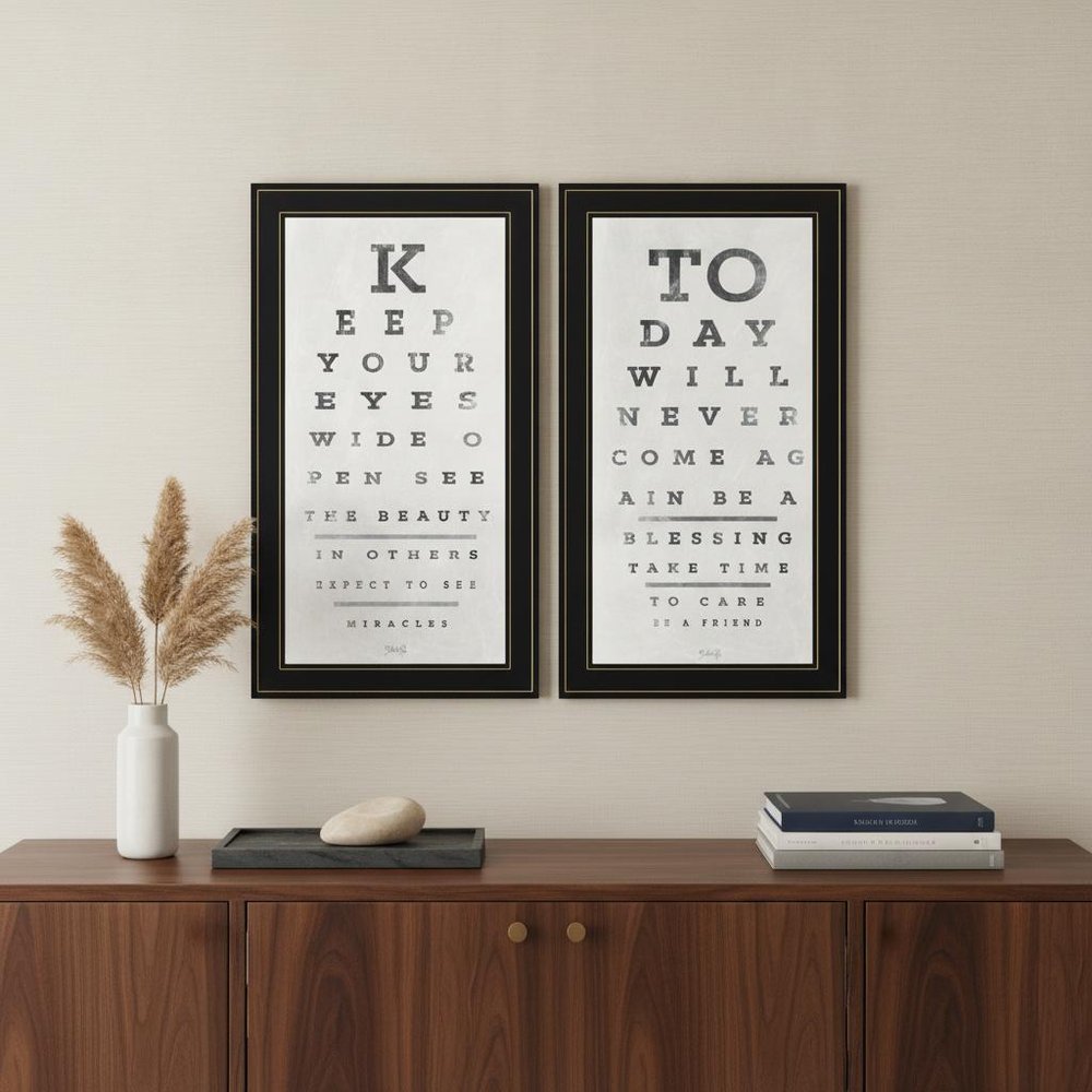 Set Of Two Eye Charts 1 Black Framed Print Wall Art