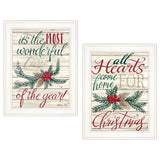 Set Of Two All Hearts Come Home for Christmas 1 White Framed Print Wall Art