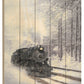 Snowy Locomotive Unframed Picket Fence Wall Art