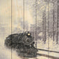 Snowy Locomotive Unframed Picket Fence Wall Art
