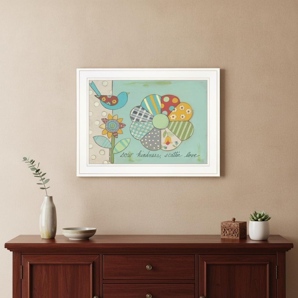 Sow Kindness Scatter Love 1 White Framed Print Wall Art