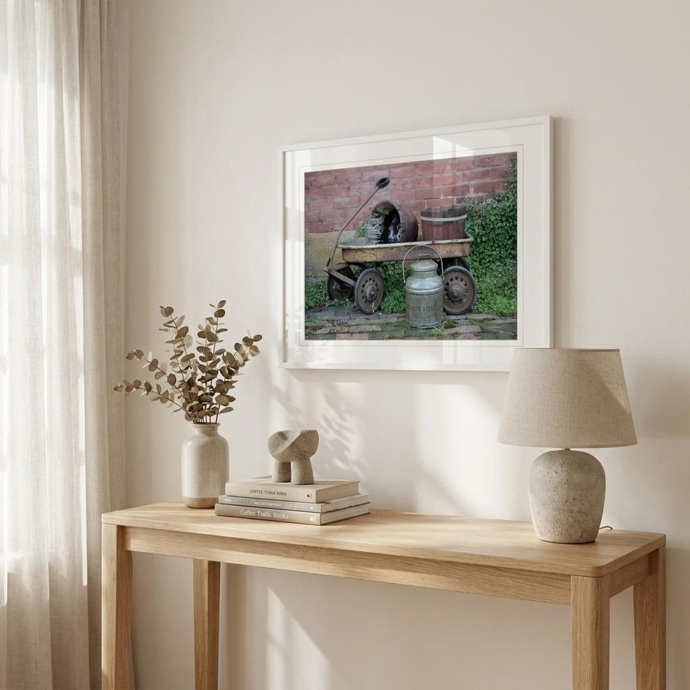Milk Wagon 2 White Framed Print Wall Art