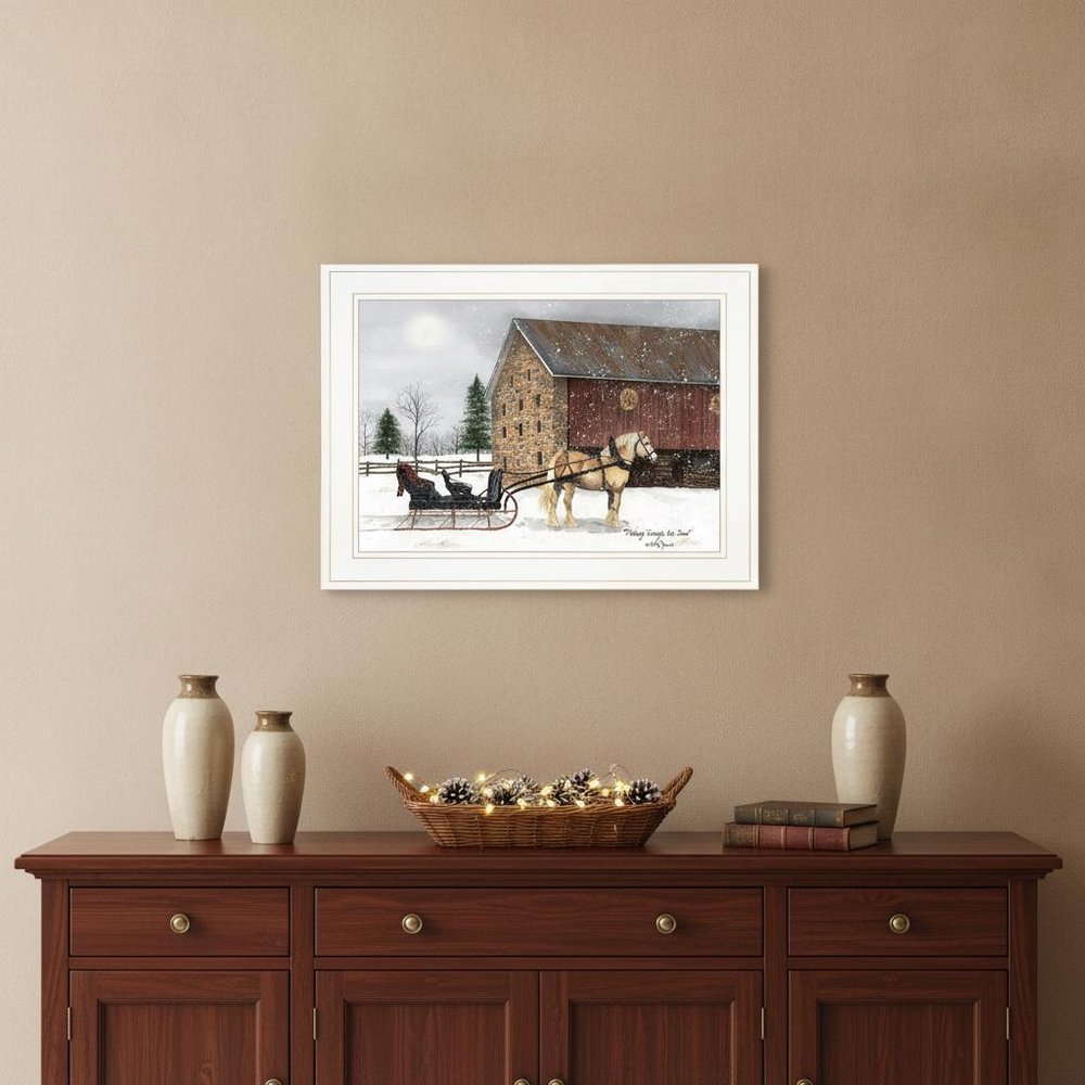 Dashing Through The Snow 1 White Framed Print Wall Art