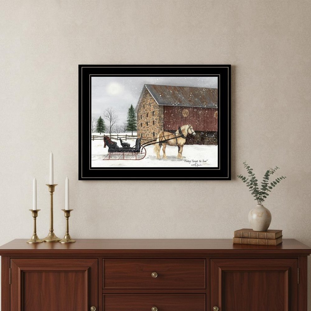 Dashing Through The Snow 2 Black Framed Print Wall Art